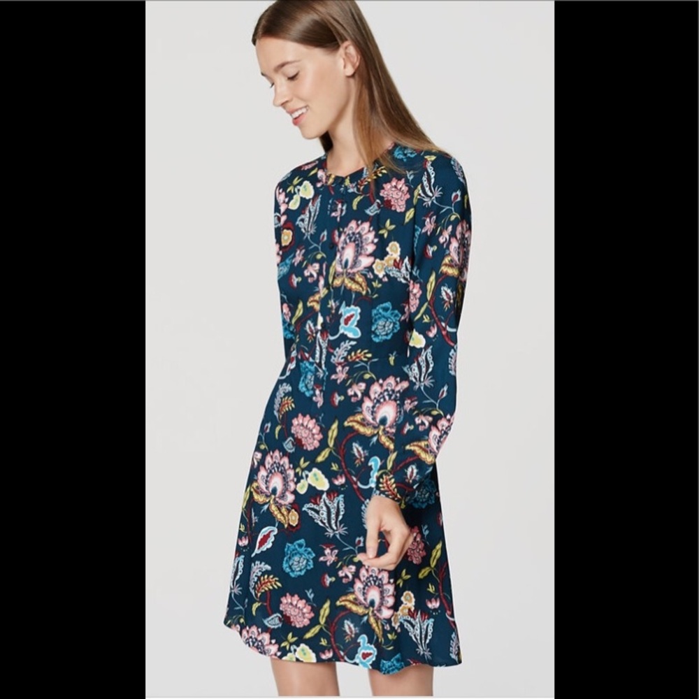 LOFT garden floral shirt dress